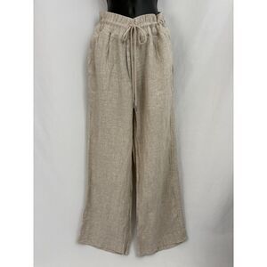 Quince Wide-Leg Linen Blend Pants in Natural Beige